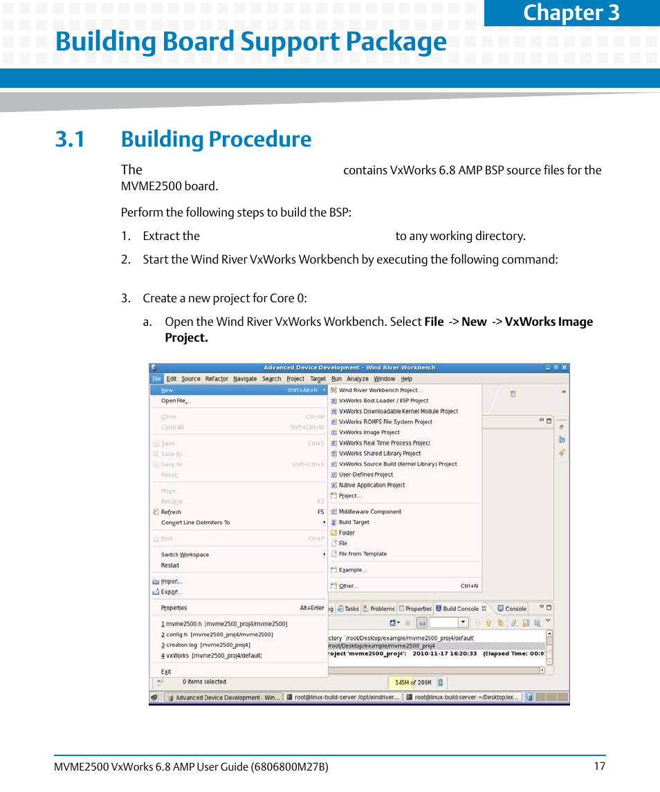 Building board support package, 1 building procedure, Chapter 3 | Artesyn MVME2500 VxWorks 6.8 AMP User Guide (August 2014) User Manual | Page 17 / 40