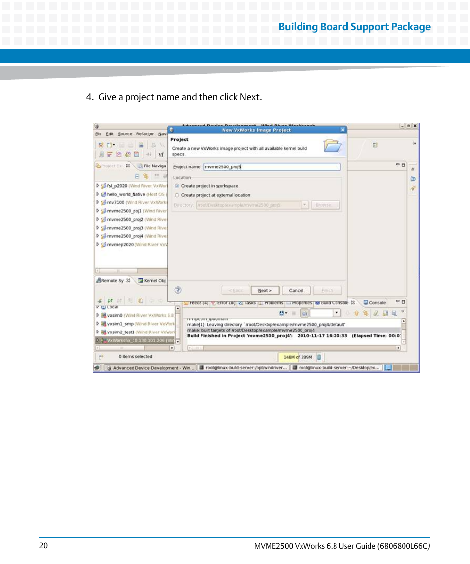 Building board support package | Artesyn MVME2500 VxWorks 6.8 User Guide (April 2014) User Manual | Page 20 / 44