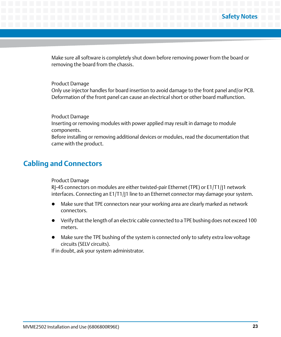Cabling and connectors | Artesyn MVME2502 Installation and Use (April 2015) User Manual | Page 23 / 166
