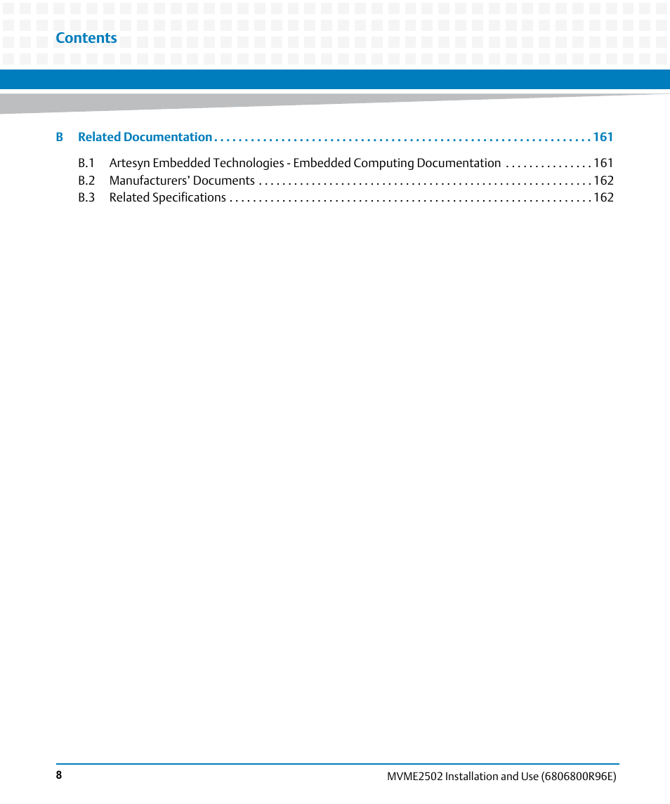 Artesyn MVME2502 Installation and Use (April 2015) User Manual | Page 8 / 166