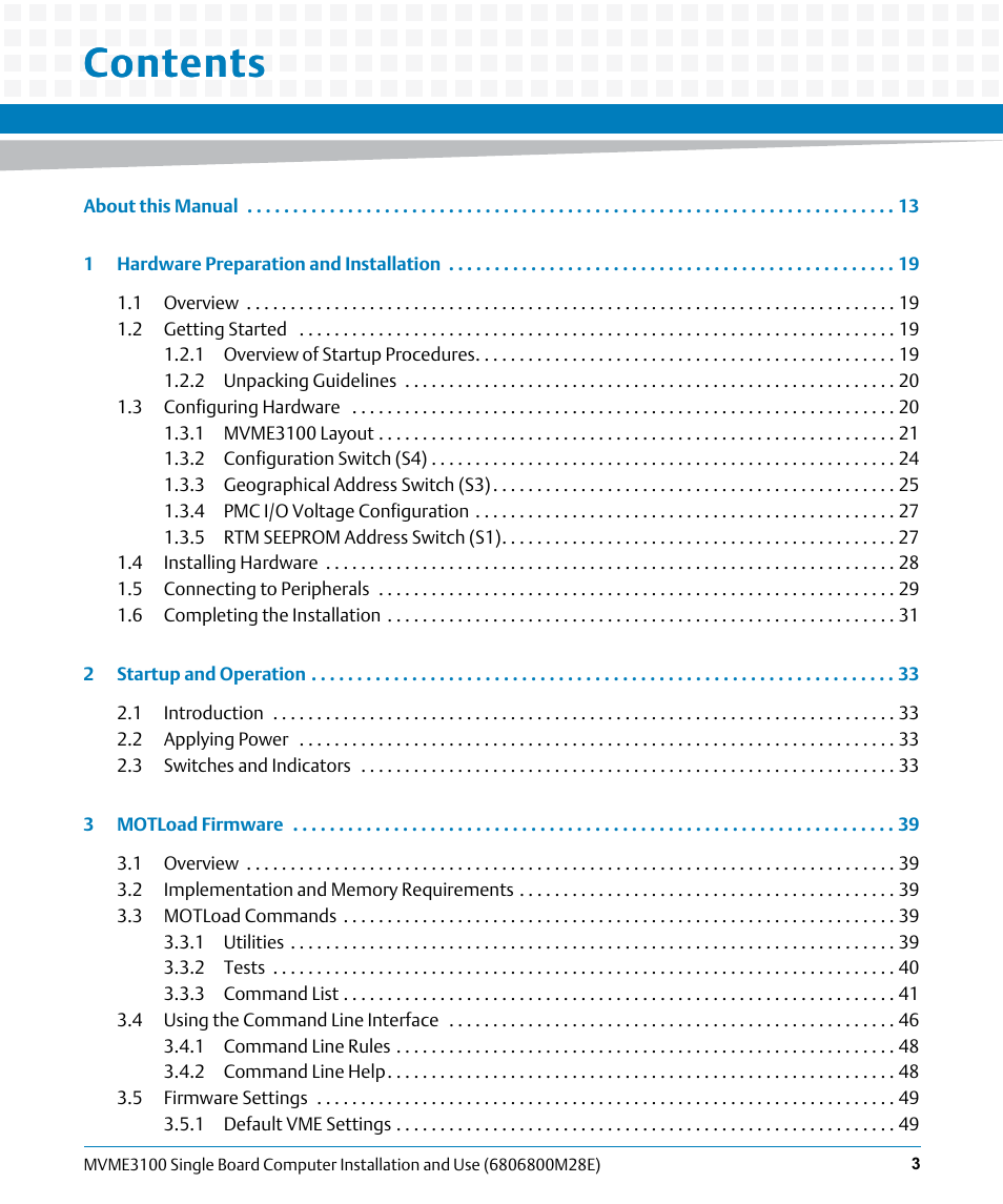 Artesyn MVME3100 Single Board Computer Installation and Use (June 2014) User Manual | Page 3 / 156