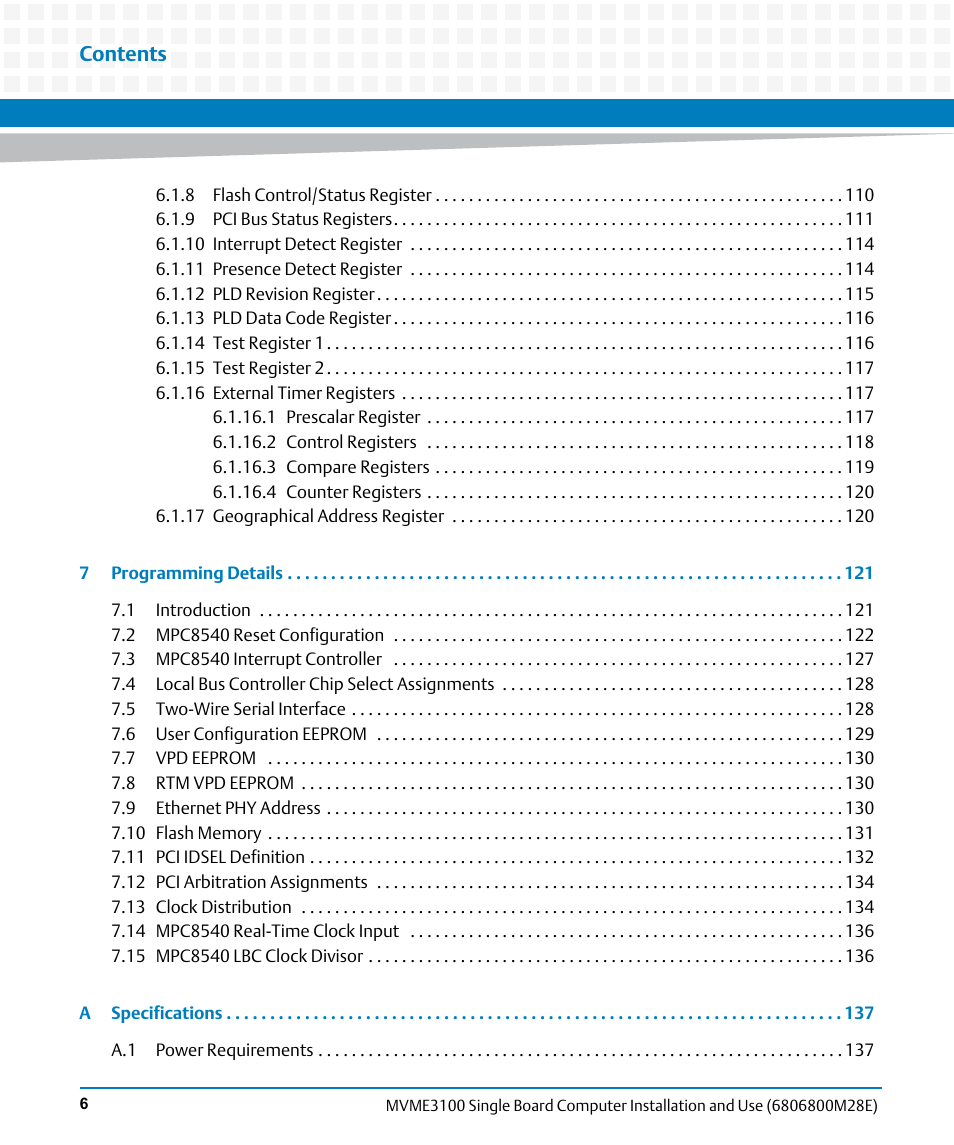 Artesyn MVME3100 Single Board Computer Installation and Use (June 2014) User Manual | Page 6 / 156