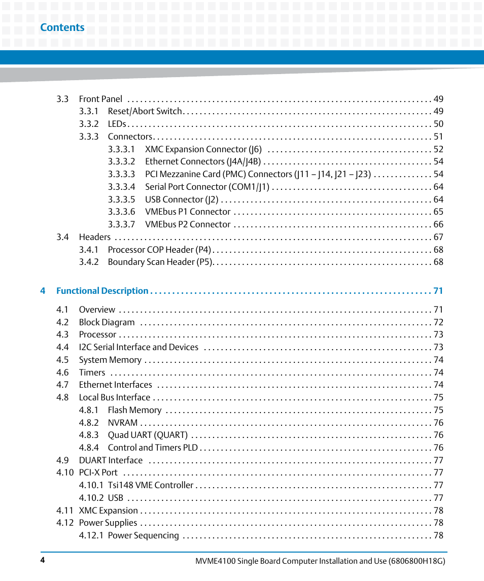 Artesyn MVME4100 Single Board Computer Installation and Use (June 2014) User Manual | Page 4 / 136