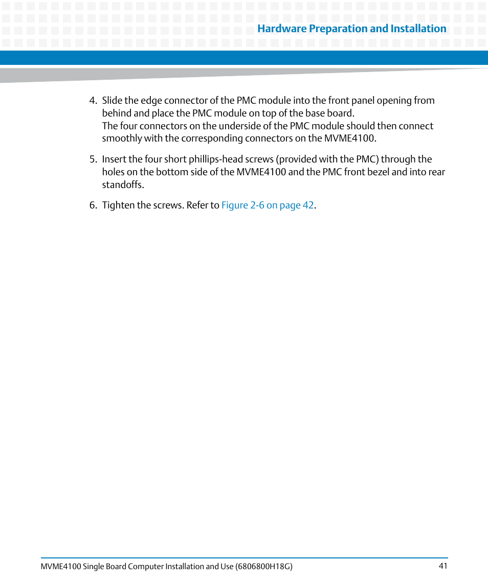 Artesyn MVME4100 Single Board Computer Installation and Use (June 2014) User Manual | Page 41 / 136