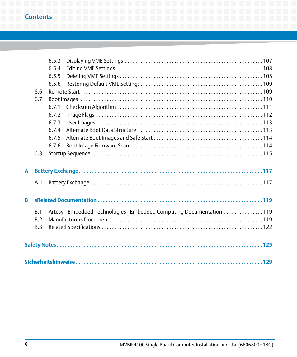 Artesyn MVME4100 Single Board Computer Installation and Use (June 2014) User Manual | Page 6 / 136