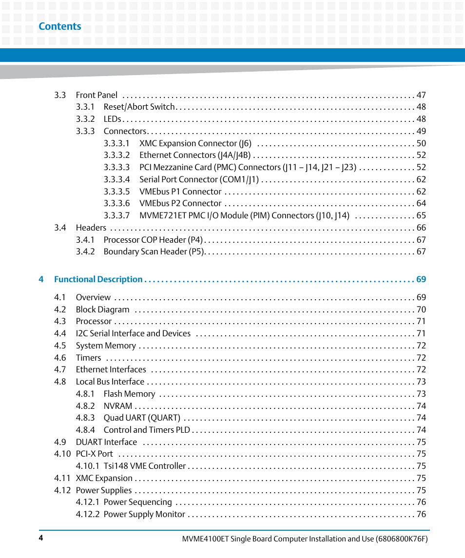 Artesyn MVME4100ET Single Board Computer Installation and Use (June 2014) User Manual | Page 4 / 132