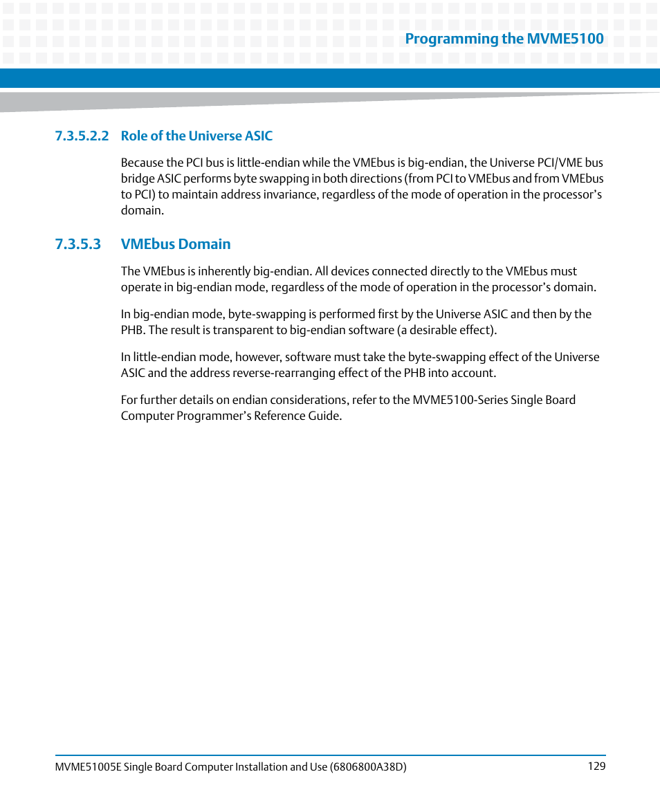 3 vmebus domain | Artesyn MVME51005E SBC Installation and Use (July 2014) User Manual | Page 127 / 150