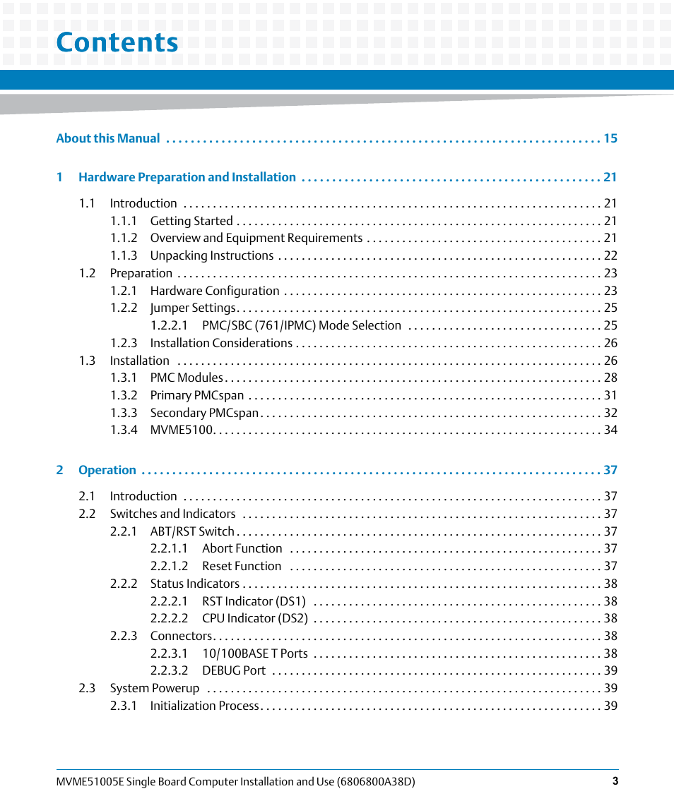 Artesyn MVME51005E SBC Installation and Use (July 2014) User Manual | Page 3 / 150
