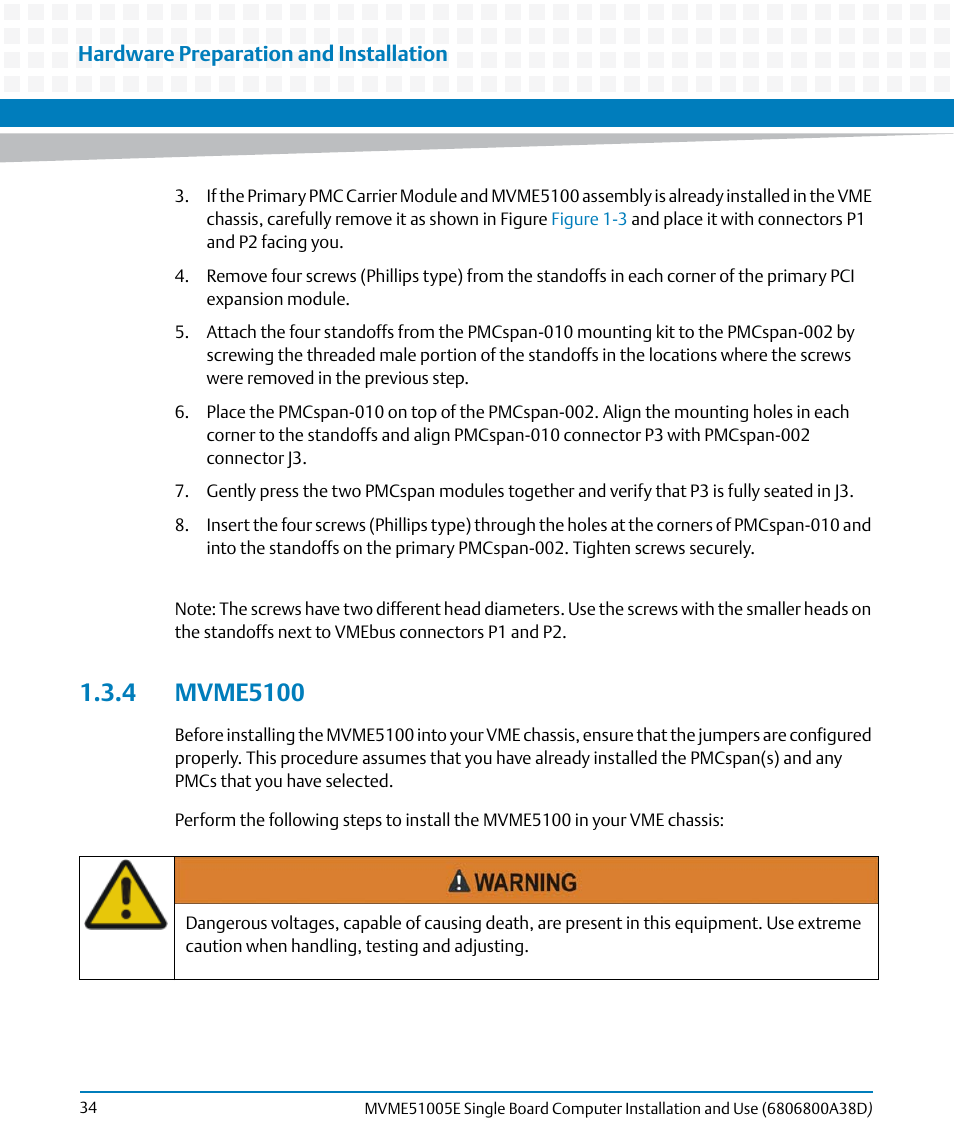 4 mvme5100 | Artesyn MVME51005E SBC Installation and Use (July 2014) User Manual | Page 32 / 150