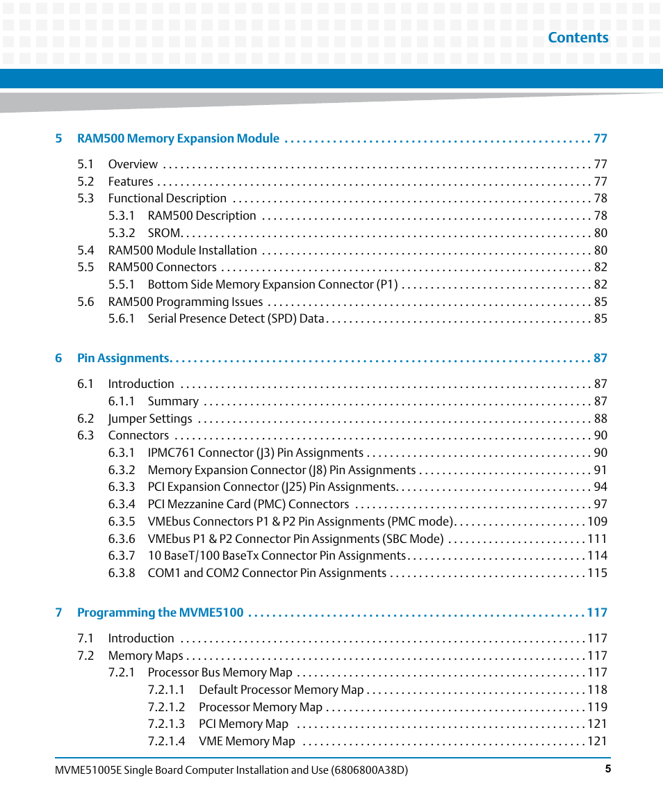 Artesyn MVME51005E SBC Installation and Use (July 2014) User Manual | Page 5 / 150