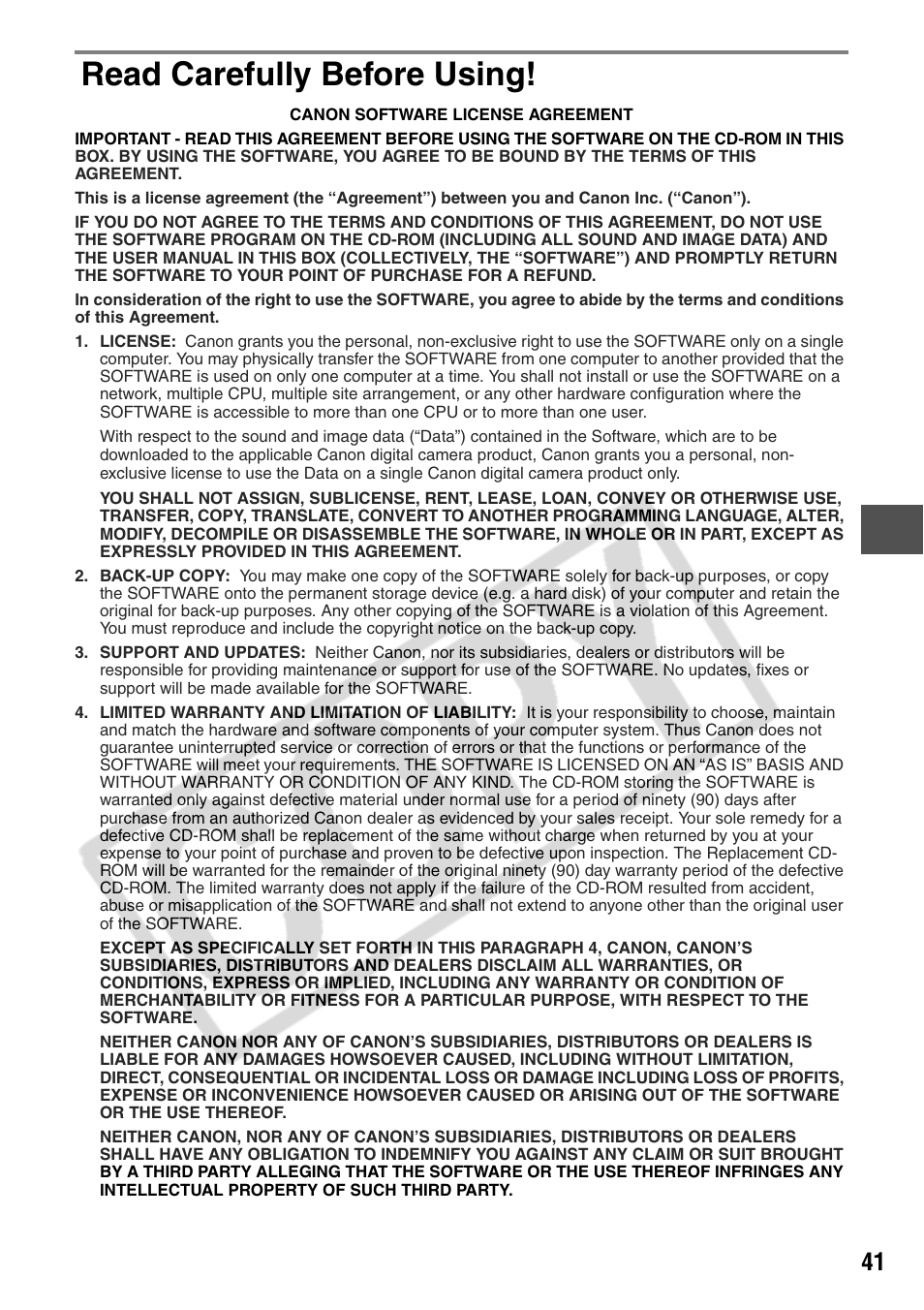 Read carefully before using | Canon CP200 User Manual | Page 42 / 53