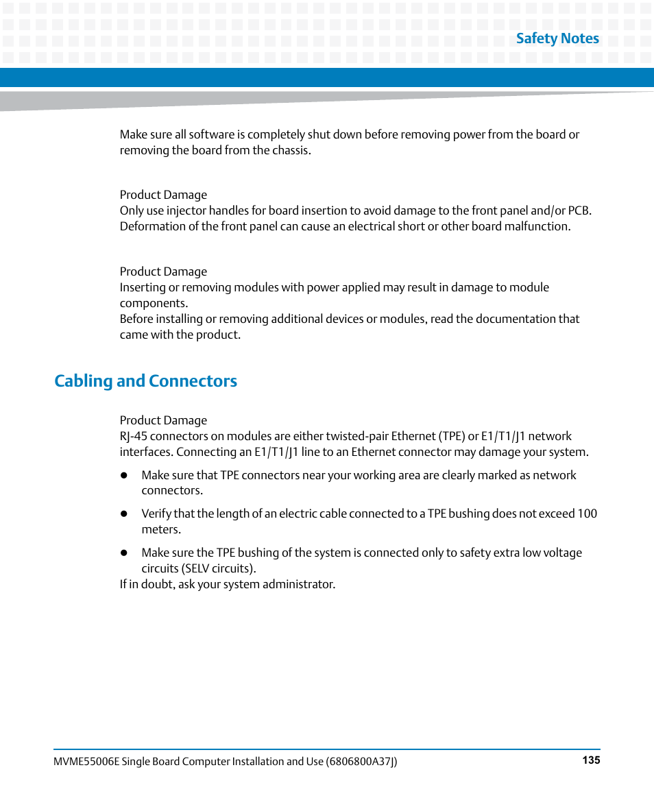 Cabling and connectors | Artesyn MVME55006E Single Board Computer Installation and Use (July 2014) User Manual | Page 135 / 142