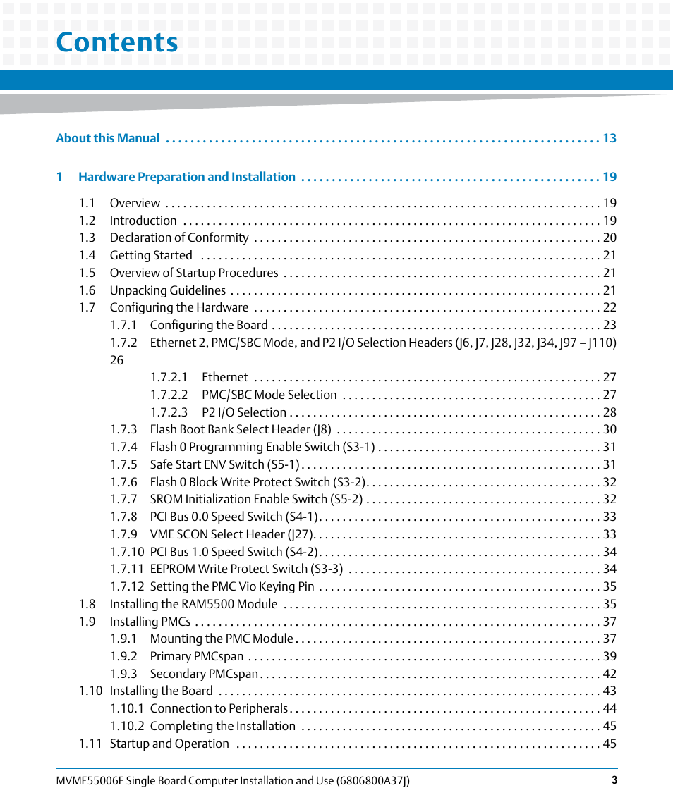 Artesyn MVME55006E Single Board Computer Installation and Use (July 2014) User Manual | Page 3 / 142