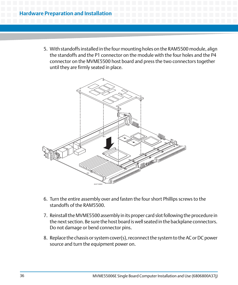Hardware preparation and installation | Artesyn MVME55006E Single Board Computer Installation and Use (July 2014) User Manual | Page 36 / 142
