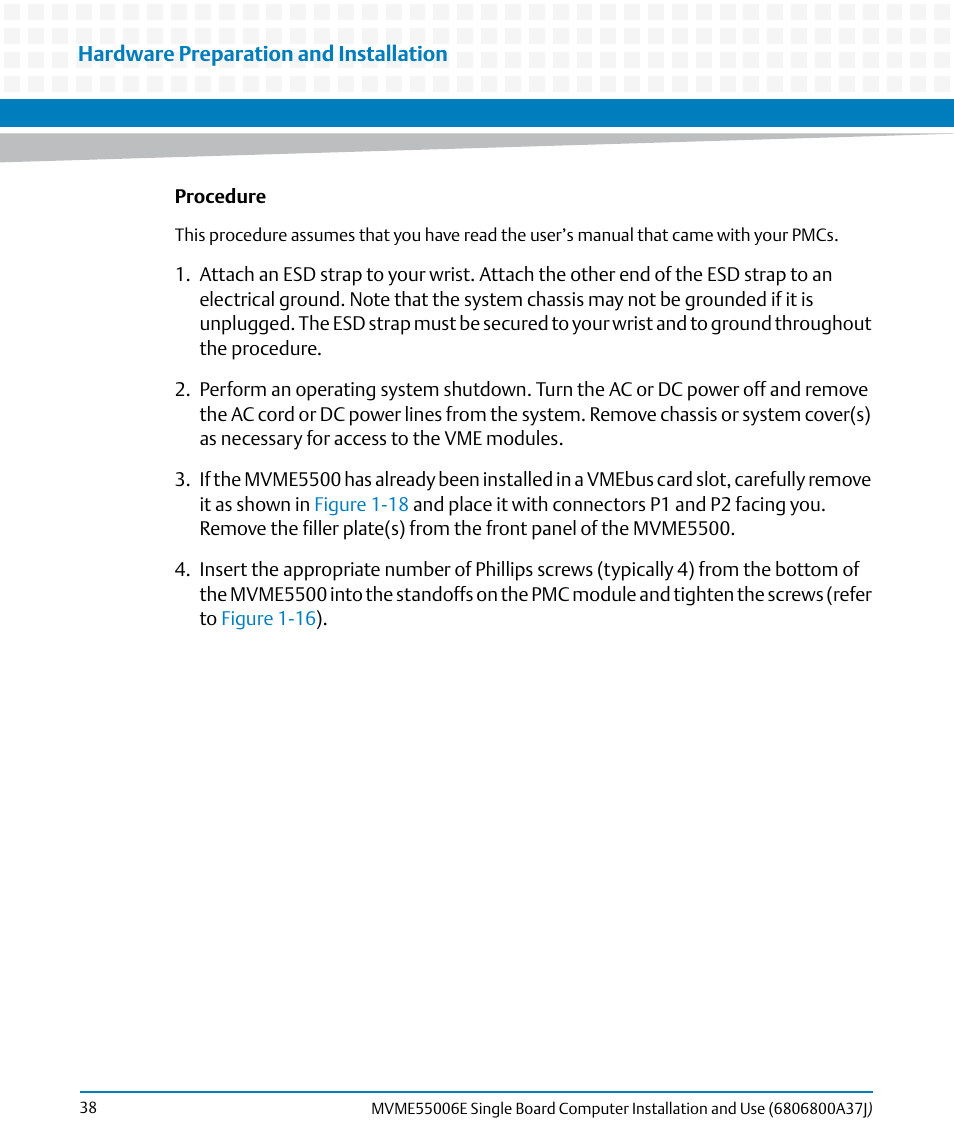 Artesyn MVME55006E Single Board Computer Installation and Use (July 2014) User Manual | Page 38 / 142