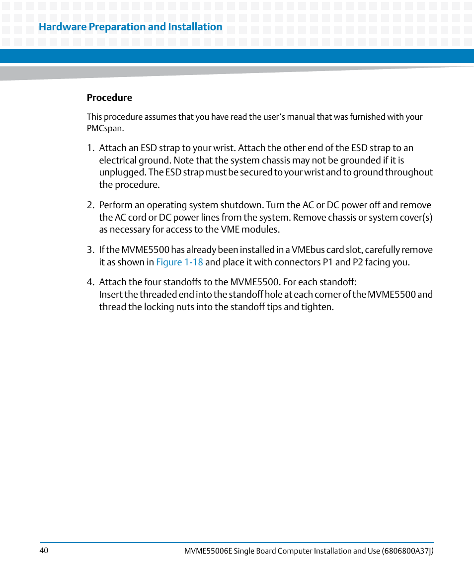 Artesyn MVME55006E Single Board Computer Installation and Use (July 2014) User Manual | Page 40 / 142