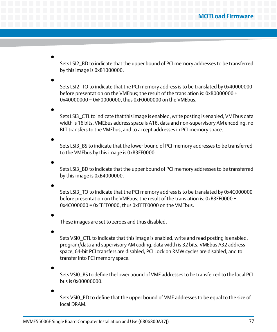 Motload firmware | Artesyn MVME55006E Single Board Computer Installation and Use (July 2014) User Manual | Page 77 / 142
