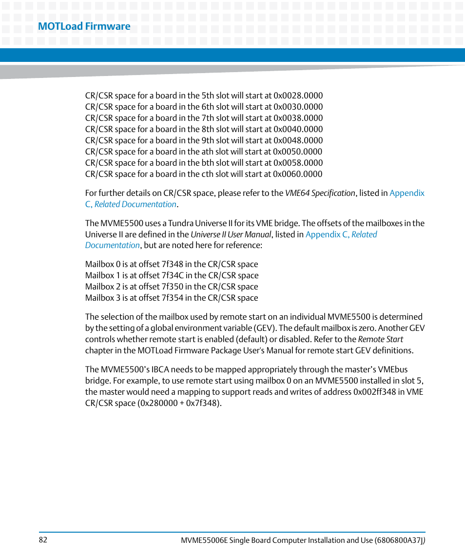 Motload firmware | Artesyn MVME55006E Single Board Computer Installation and Use (July 2014) User Manual | Page 82 / 142