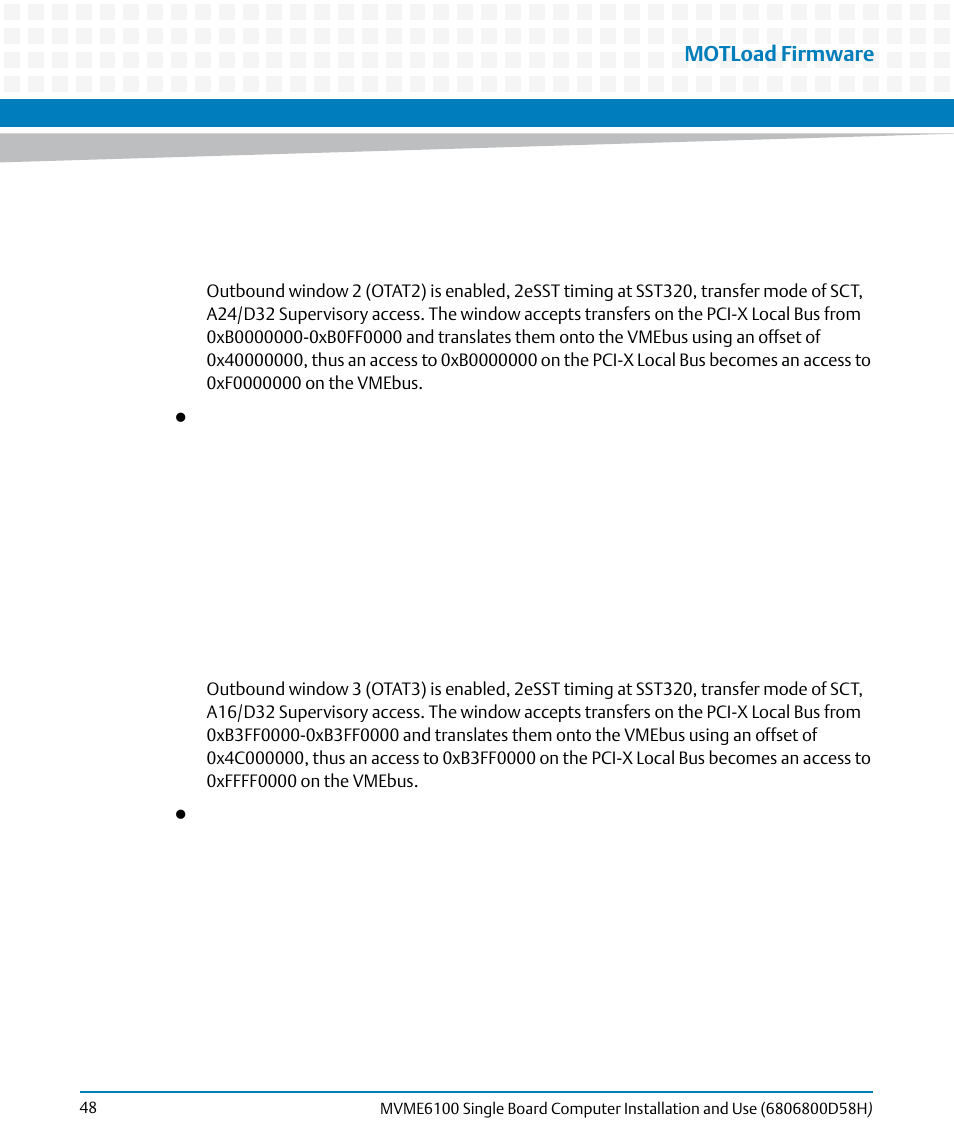 Motload firmware | Artesyn MVME6100 Single Board Computer Installation and Use (June 2014) User Manual | Page 48 / 120