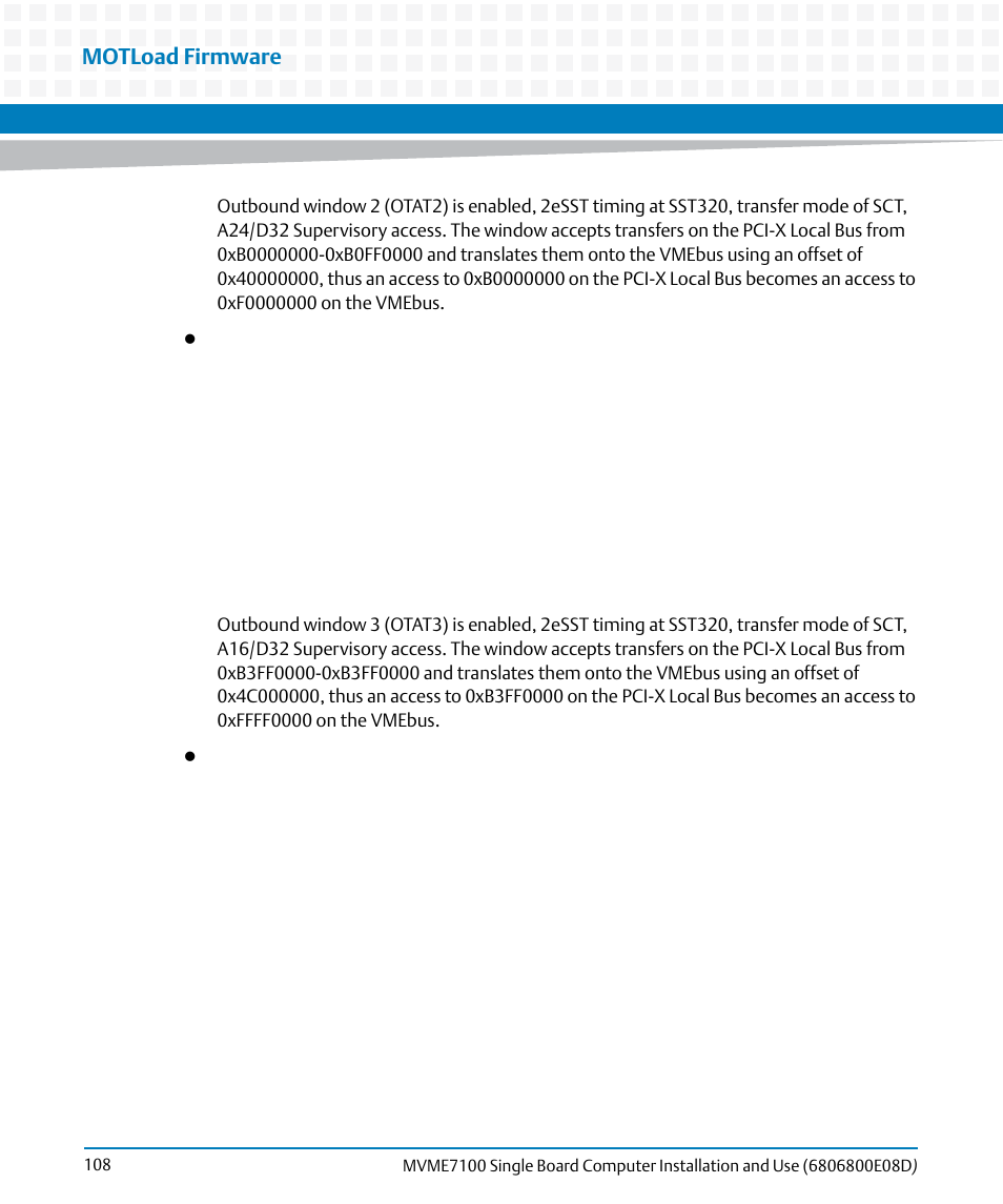 Motload firmware | Artesyn MVME7100 Single Board Computer Installation and Use (June 2014) User Manual | Page 108 / 138