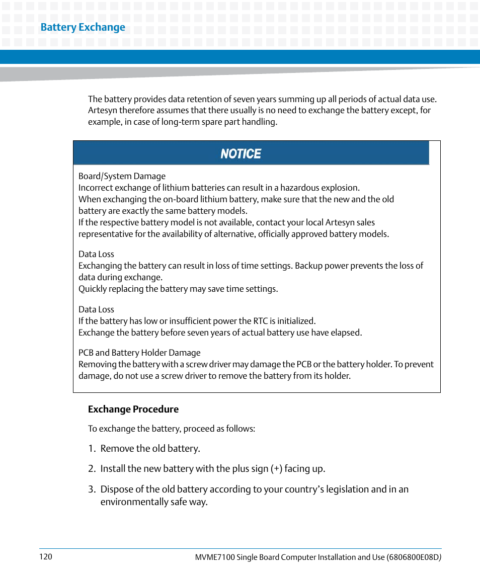 Artesyn MVME7100 Single Board Computer Installation and Use (June 2014) User Manual | Page 120 / 138
