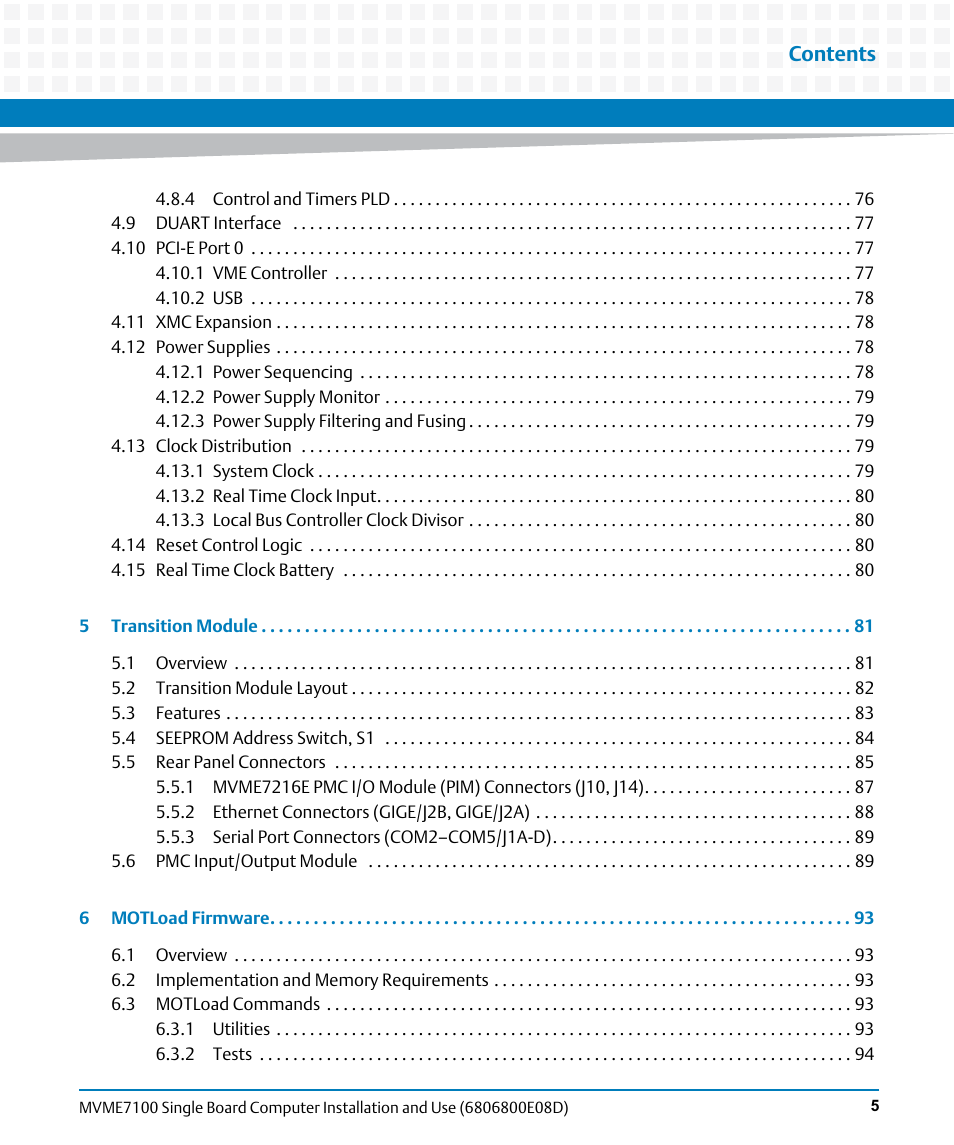 Artesyn MVME7100 Single Board Computer Installation and Use (June 2014) User Manual | Page 5 / 138