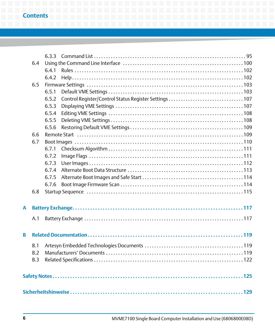 Artesyn MVME7100 Single Board Computer Installation and Use (June 2014) User Manual | Page 6 / 138