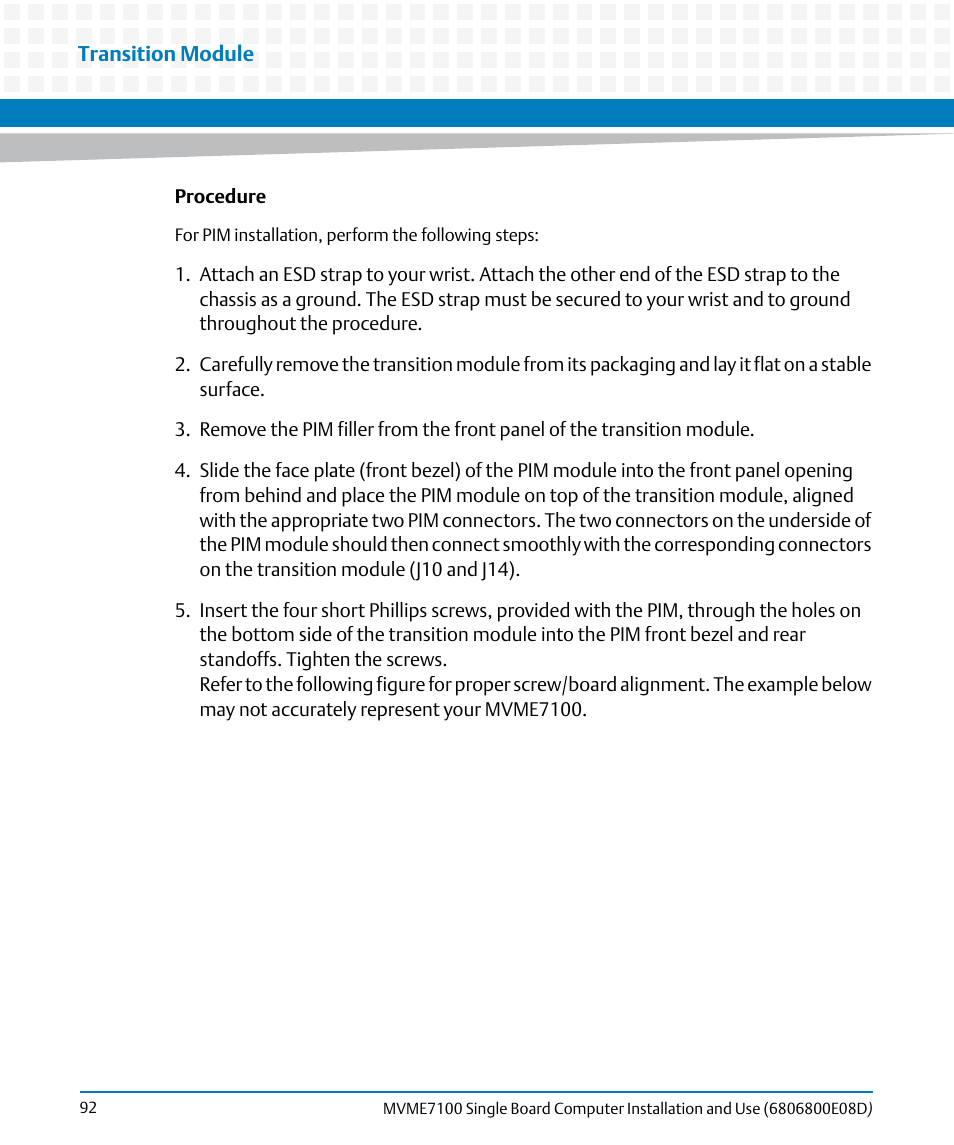 Artesyn MVME7100 Single Board Computer Installation and Use (June 2014) User Manual | Page 92 / 138