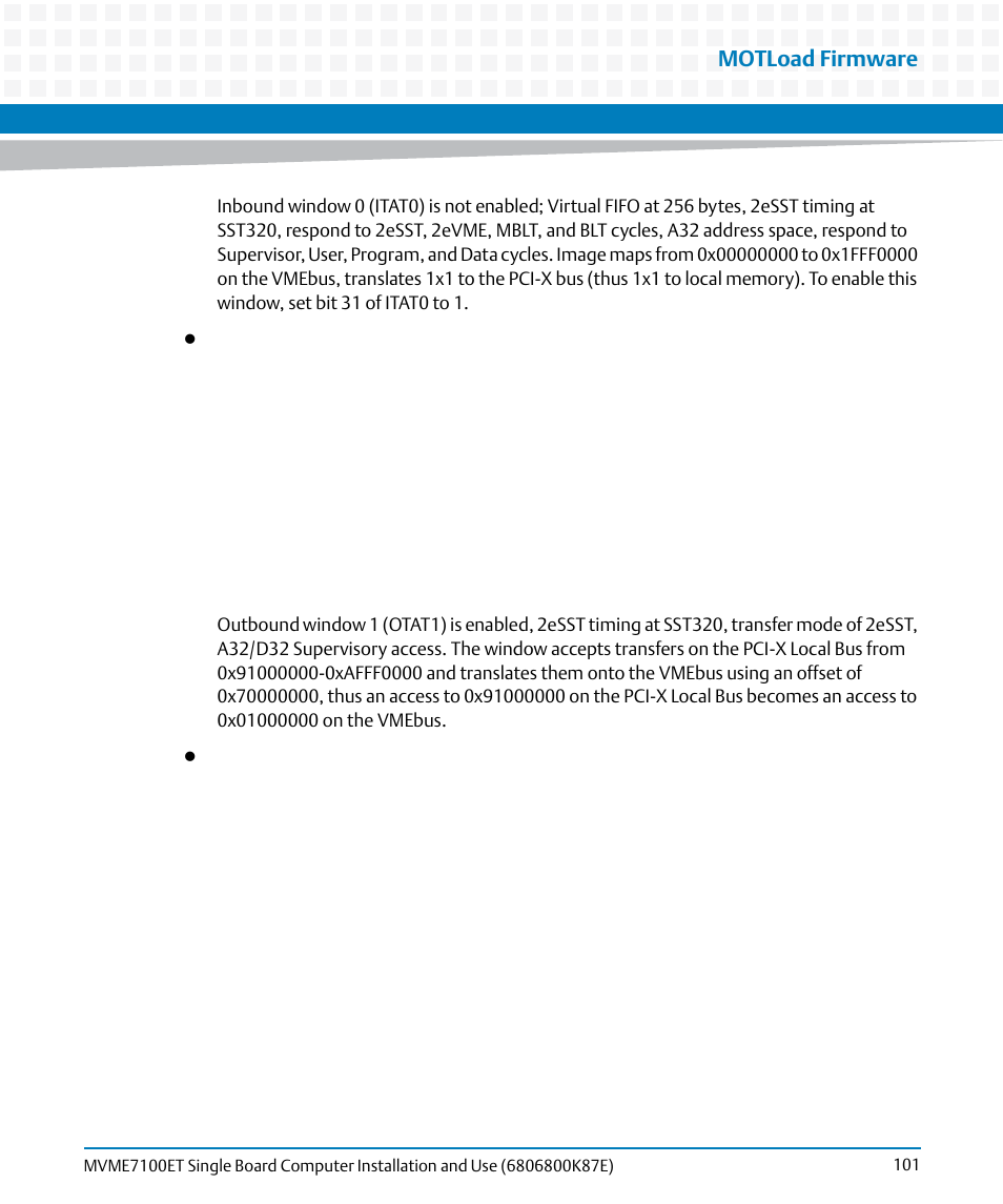 Motload firmware | Artesyn MVME7100ET Single Board Computer Installation and Use (June 2014) User Manual | Page 101 / 134