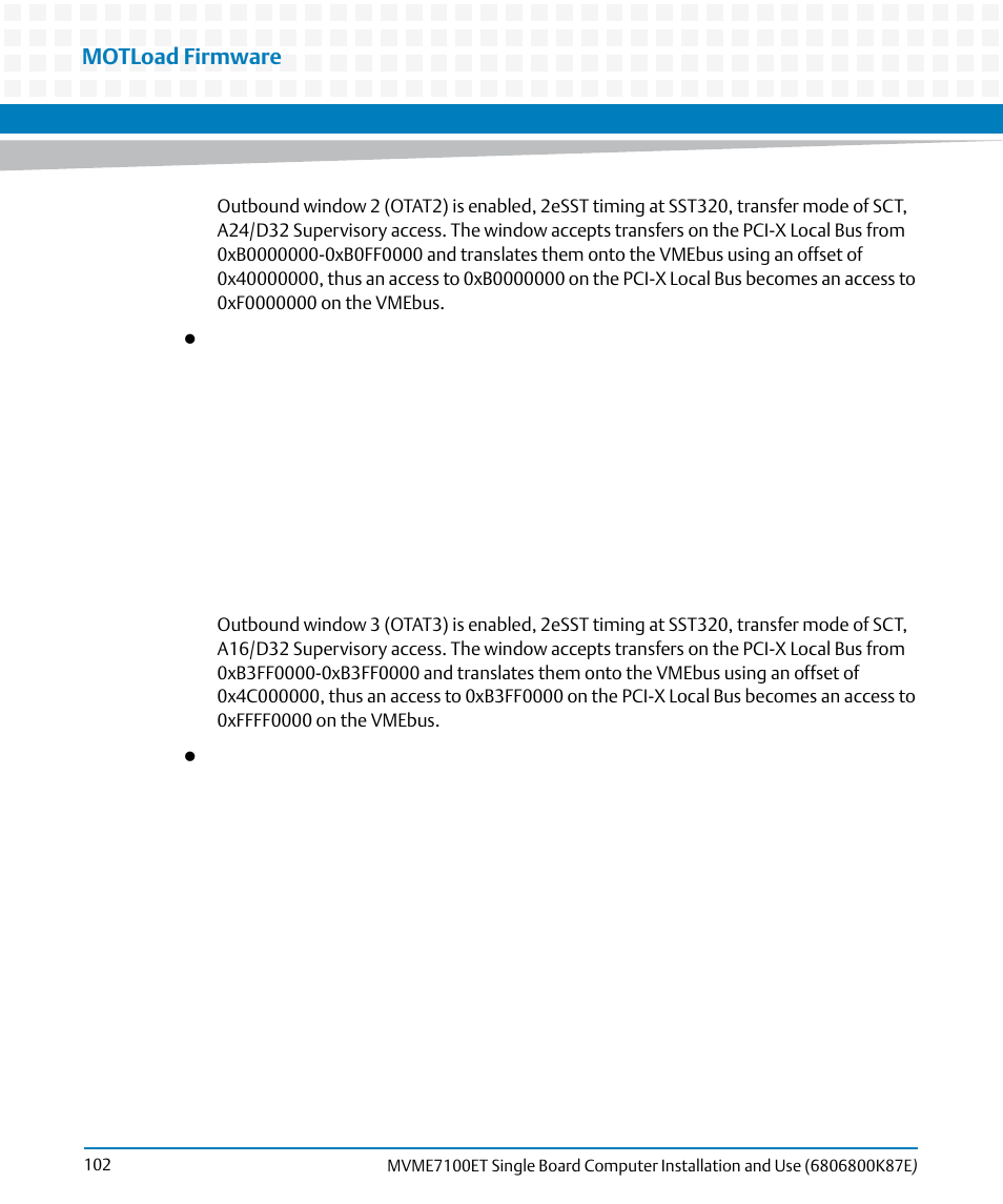 Motload firmware | Artesyn MVME7100ET Single Board Computer Installation and Use (June 2014) User Manual | Page 102 / 134
