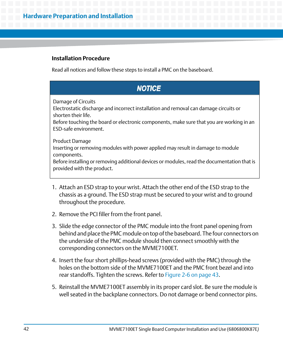 Artesyn MVME7100ET Single Board Computer Installation and Use (June 2014) User Manual | Page 42 / 134