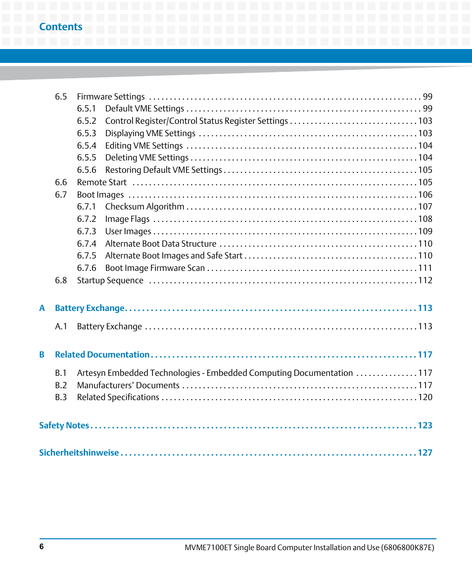 Artesyn MVME7100ET Single Board Computer Installation and Use (June 2014) User Manual | Page 6 / 134
