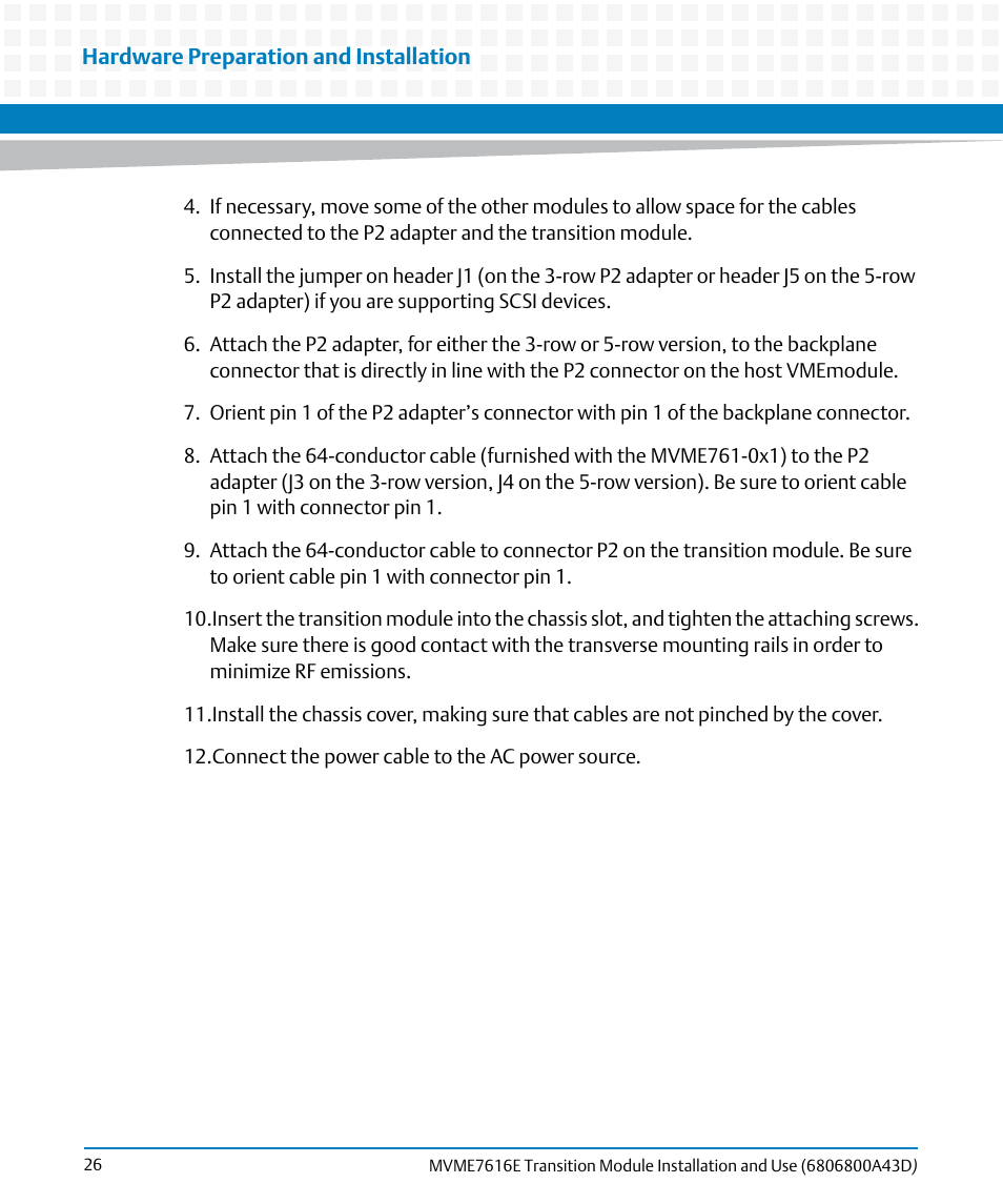 Artesyn MVME7616E Transition Module Installation and Use (April 2015) User Manual | Page 26 / 56