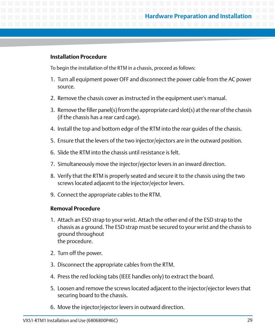 Artesyn MVME8100 RTM (VXS1-RTM1) Installation and Use (April 2015) User Manual | Page 29 / 58