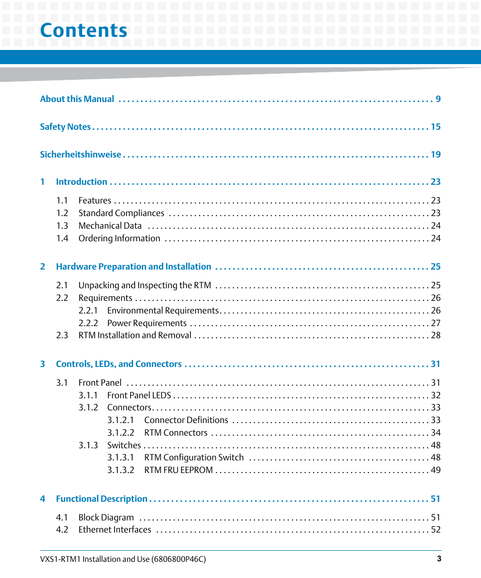 Artesyn MVME8100 RTM (VXS1-RTM1) Installation and Use (April 2015) User Manual | Page 3 / 58