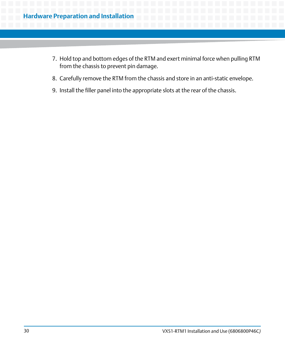 Artesyn MVME8100 RTM (VXS1-RTM1) Installation and Use (April 2015) User Manual | Page 30 / 58