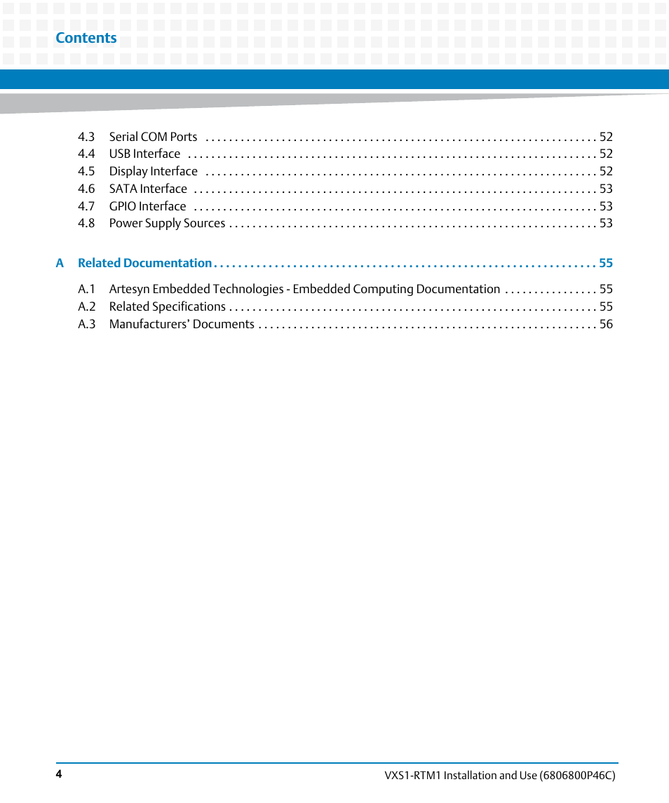 Artesyn MVME8100 RTM (VXS1-RTM1) Installation and Use (April 2015) User Manual | Page 4 / 58