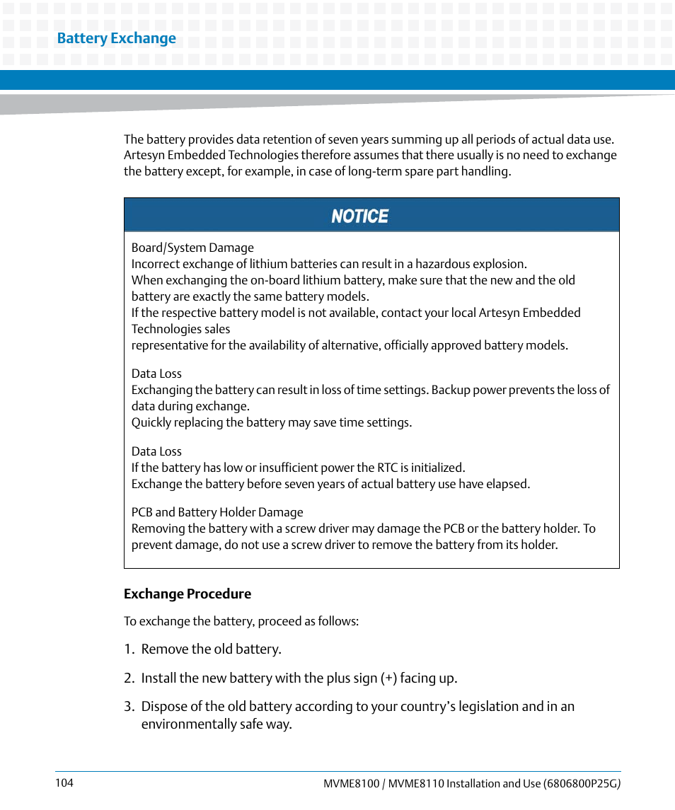 Artesyn MVME8100/MVME8110 Installation and Use (September 2014) User Manual | Page 104 / 120