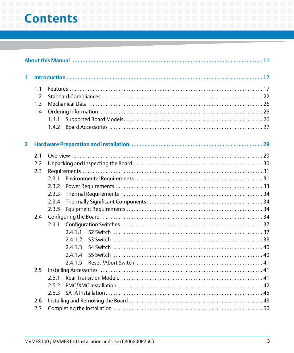 Artesyn MVME8100/MVME8110 Installation and Use (September 2014) User Manual | Page 3 / 120