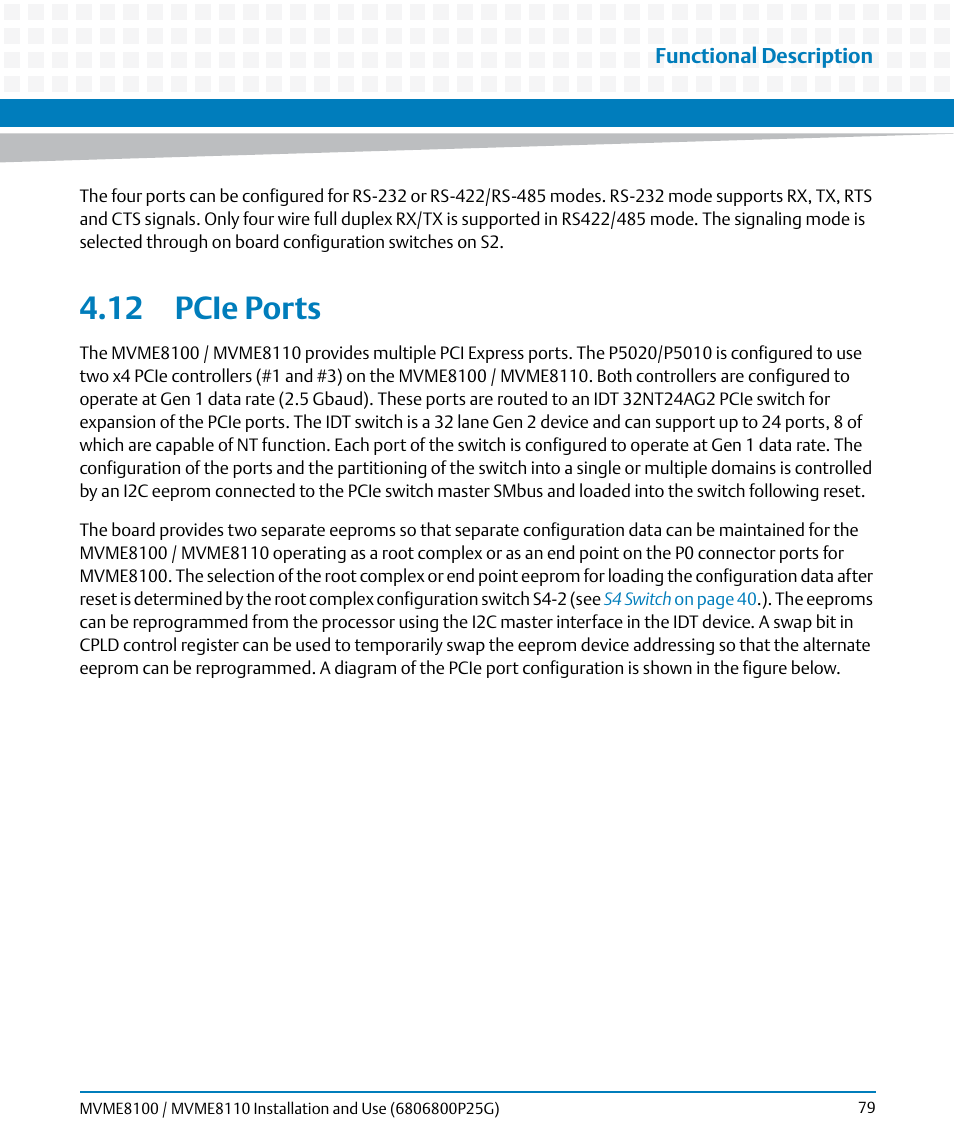 12 pcie ports | Artesyn MVME8100/MVME8110 Installation and Use (September 2014) User Manual | Page 79 / 120