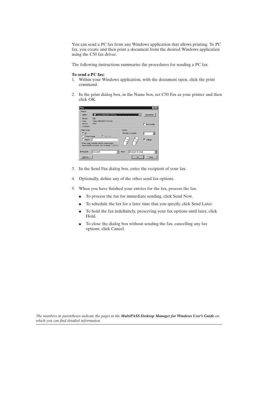 Sending a fax from your computer (pc faxing) (5-2) | Canon C50 User Manual | Page 30 / 48