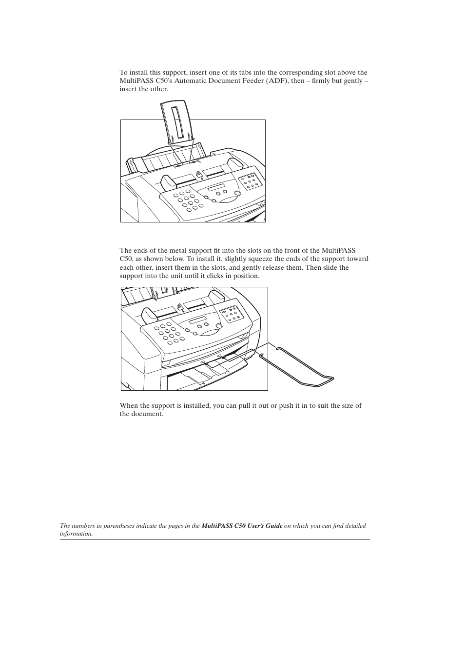 Attaching the sending document support (2-11), Attaching the document support (2-12) | Canon C50 User Manual | Page 4 / 48