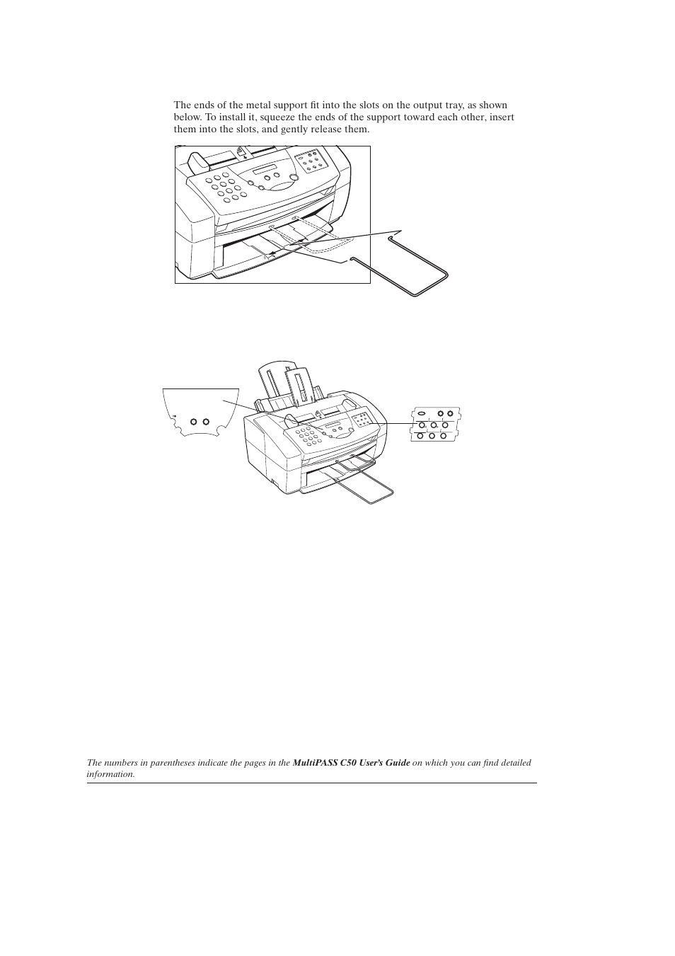 Attaching the output tray extension (2-13), Attaching the local language labels, Canon multipass c50 getting started english | Canon C50 User Manual | Page 5 / 48