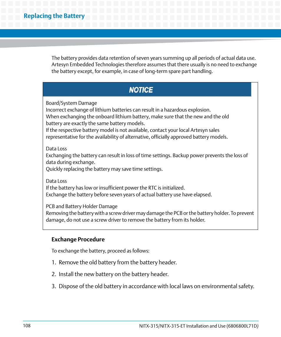 Artesyn NITX-315/NITX-315-ET Installation and Use (August 2014) User Manual | Page 108 / 122