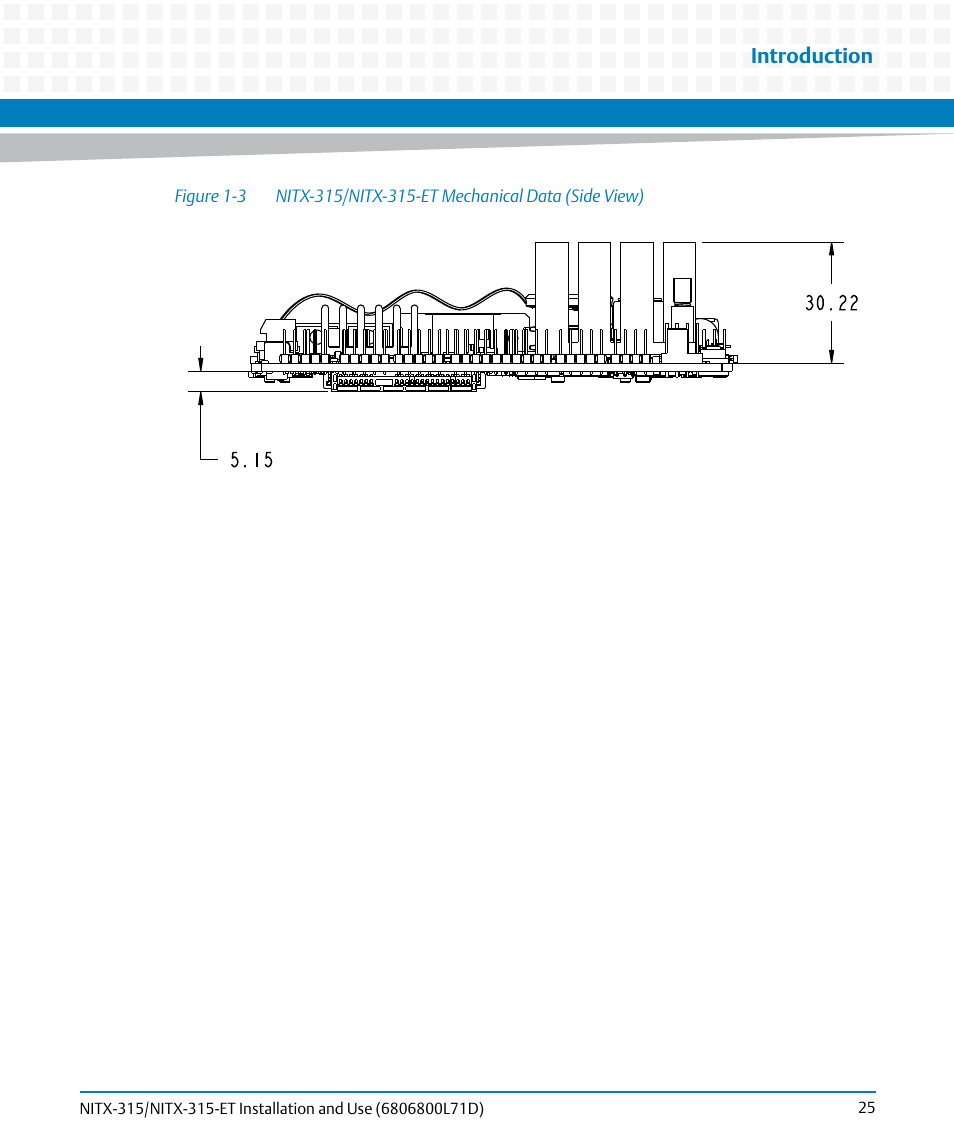 Figure 1-3, Nitx-315/nitx-315-et mechanical data (side view), Introduction | Artesyn NITX-315/NITX-315-ET Installation and Use (August 2014) User Manual | Page 25 / 122