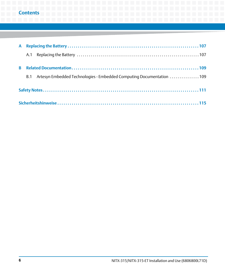 Artesyn NITX-315/NITX-315-ET Installation and Use (August 2014) User Manual | Page 6 / 122