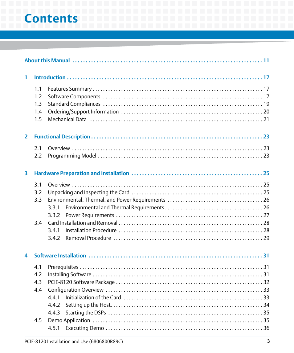 Artesyn PCIE-8120 Installation and Use (July 2014) User Manual | Page 3 / 102