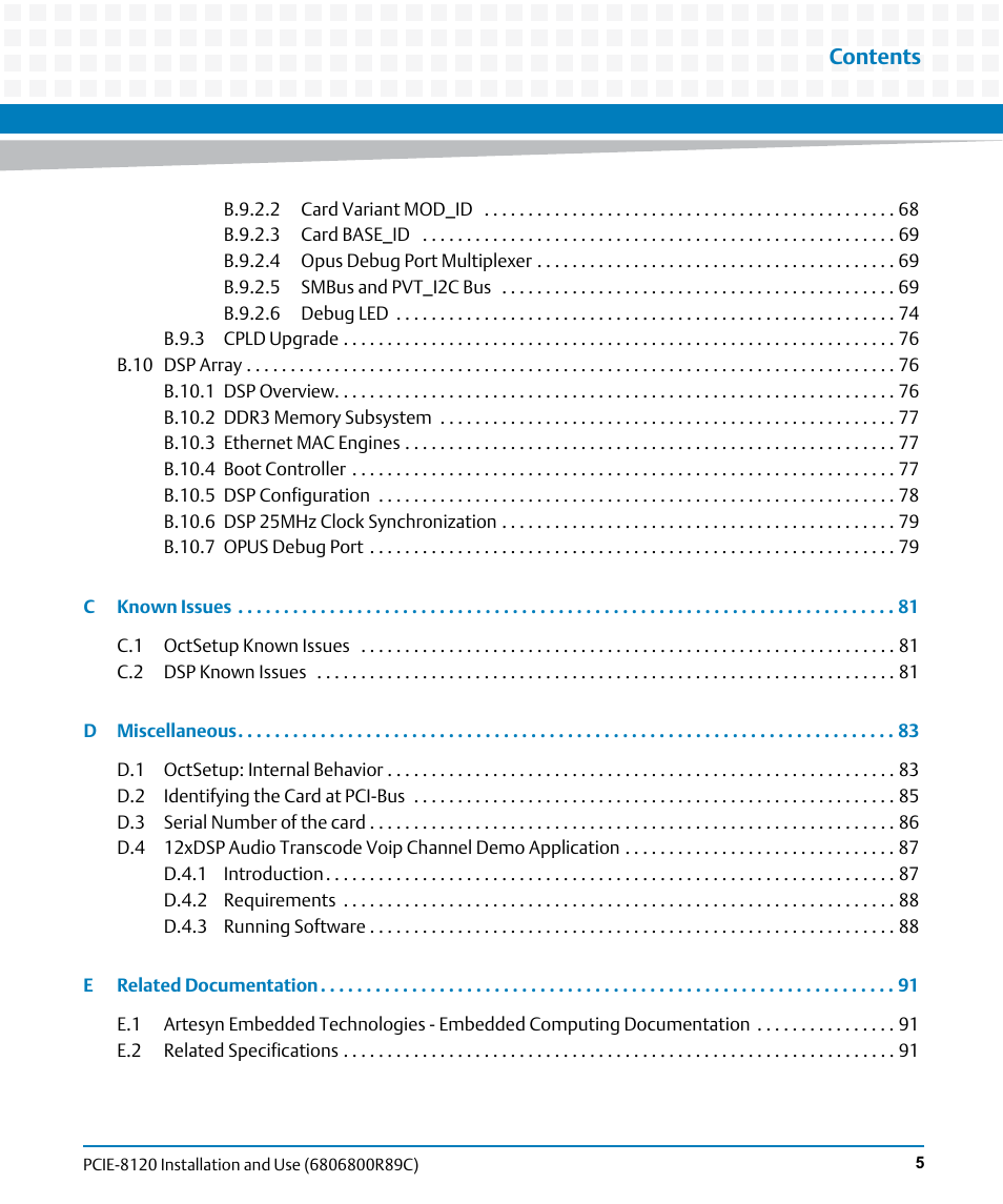Artesyn PCIE-8120 Installation and Use (July 2014) User Manual | Page 5 / 102