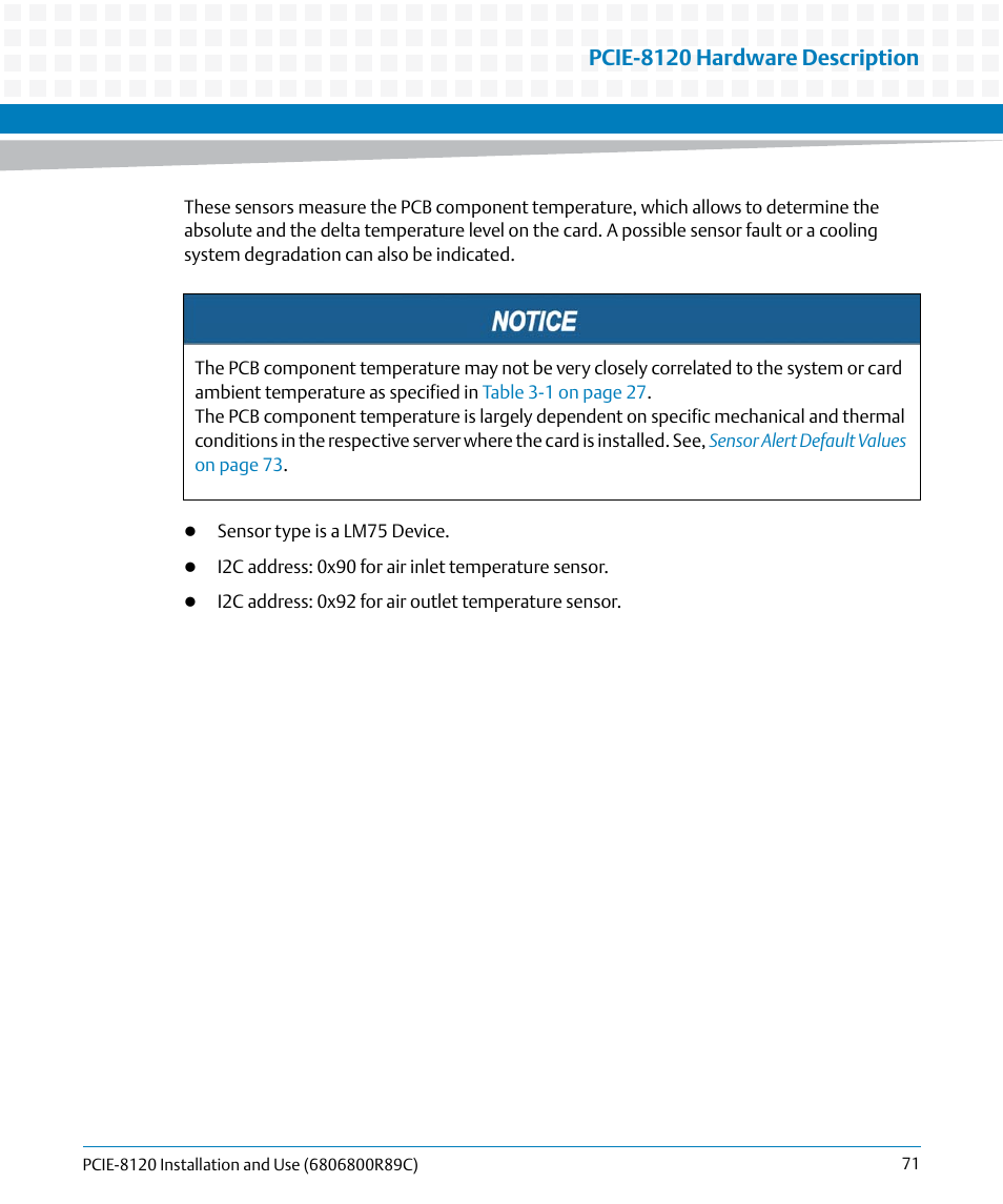 Pcie-8120 hardware description | Artesyn PCIE-8120 Installation and Use (July 2014) User Manual | Page 71 / 102