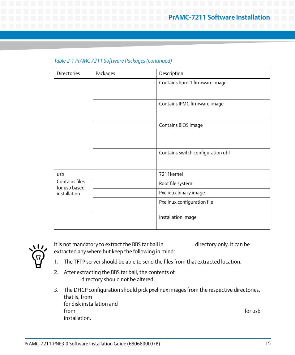 Pramc-7211 software installation | Artesyn PrAMC-7211 PNE3.0 Software Installation Guide (June 2014) User Manual | Page 15 / 70